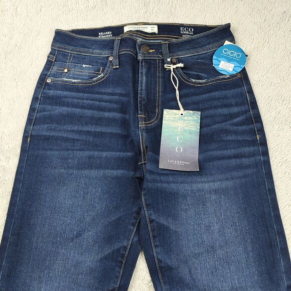 Liverpool Relaxed Straight Jeans Men's 29x32 Dark Mid Blue Stretchy EcoLogical - Picture 2 of 9